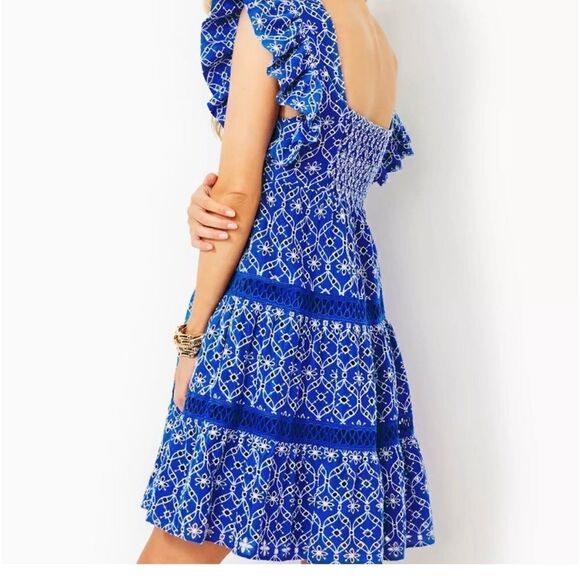 Lilly Pulitzer Morrie Ruffle Sleeve Eyelet Dress size 0 NWT - Picture 8 of 11